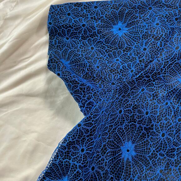 Blue Lace Overlay Blouse Plus Size 5X Office Career Work - Picture 3 of 9